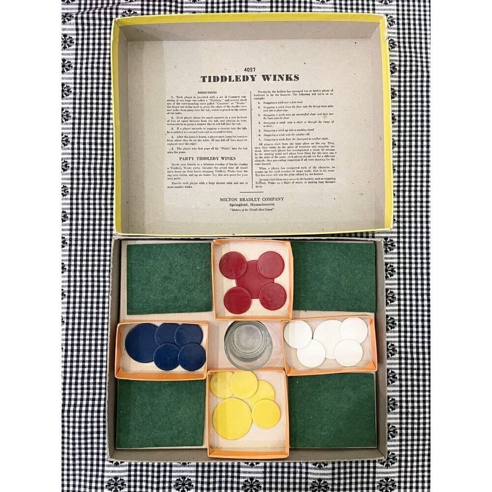 Vintage Jumbo Tiddledy Winks Game 1930s Milton Bradley Nostalgic Classic - Picture 4 of 10